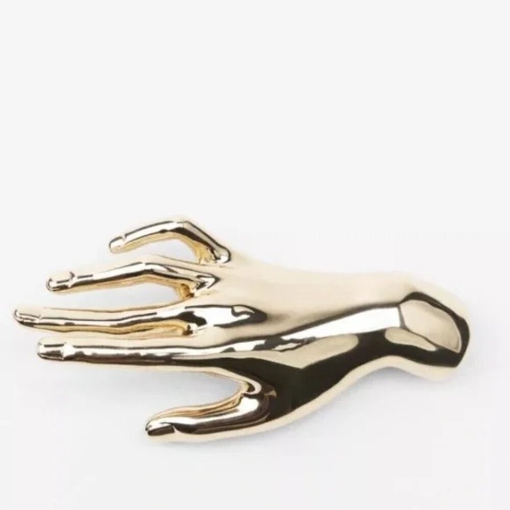 Zara Goldtone Golden Figural Hand Brooch Pin 1856/375 NEW No TAGS - Picture 3 of 5